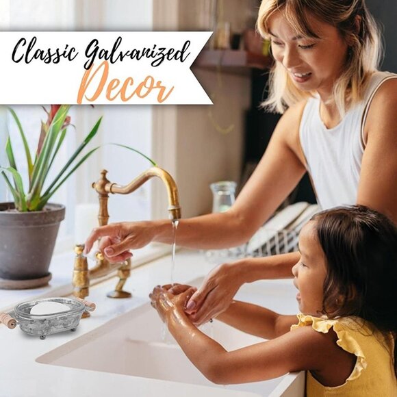 NEW  Galvanized Farmhouse Soap Dish for Bathroom - Picture 6 of 8